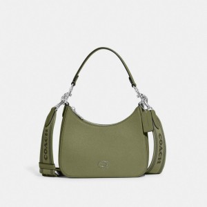 Borsa Crossbody Donna Coach Hobo With Signature Canvas Verde Oliva | ITGSM790