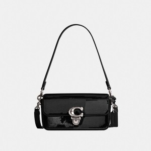 Borsa Crossbody Donna Coach Studiouette With Sequins Argento Nere | ITMQA802