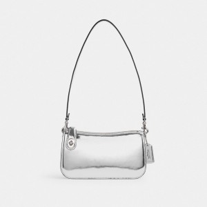 Borsa a Tracolla Donna Coach Penn In Metallic Argento Argento | ITTCS884