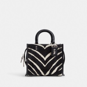 Borsa a Tracolla Donna Coach Rogue 20 In Haircalf With Zebra Print Argento | ITSGL891