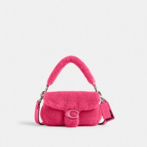 Borsa a Tracolla Donna Coach The Lil Nas X Drop Tabby 18 In Shearling Argento Fucsia Chiaro | ITLIF913