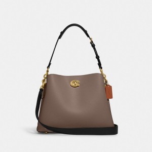 Borsa a Tracolla Donna Coach Willow In Colorblock Grigie Scuro | ITJPH915