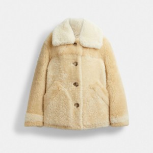 Cappotto Donna Coach All Over Colorblock Shearling Bianche Colorate | ITMQM386