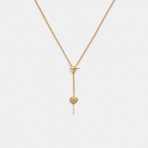 Collana Donna Coach Heart Lollipop Lariat Oro | ITAHE578