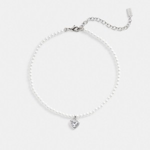 Collana Donna Coach Heart Pearl Choker Argento | ITSGR579