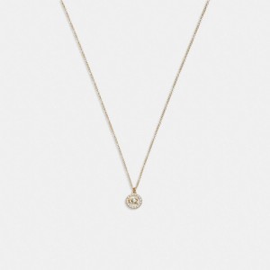 Collana Donna Coach Signature Crystal Pearl Pendant Oro | ITBEH591