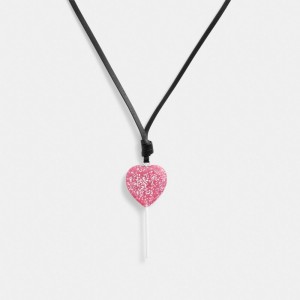 Collana Donna Coach The Lil Nas X Drop Heart Lollipop Argento Rosa | ITLIM601