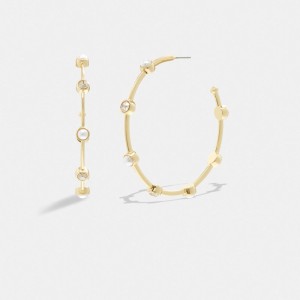 Earring Donna Coach Classic Pearl Large Hoop Oro | ITMQZ541