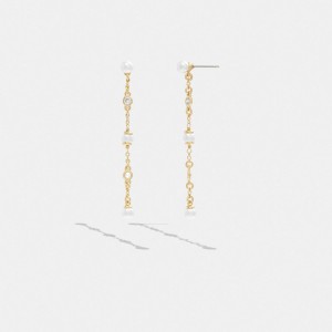 Earring Donna Coach Classic Pearl Linear Oro | ITMQX542