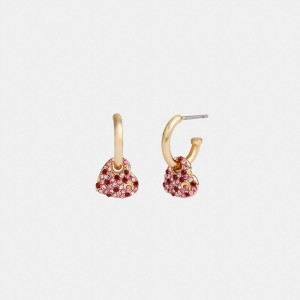 Earring Donna Coach Pavé Heart Huggie Oro Rosa Colorate | ITLIQ549