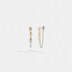 Earring Donna Coach Signature Mixed Chain Drop Oro Argento | ITUZD561