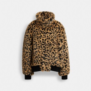 Giacca Donna Coach Printed Faux Fur Leopardate | ITCTZ433