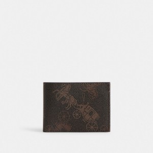 Portafoglio Uomo Coach Slim Billfold With Large Horse And Carriage Print Grigie | ITYXM250