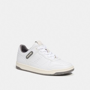 Sneakers Donna Coach C201 Low Top Bianche Grigie | ITUZU366