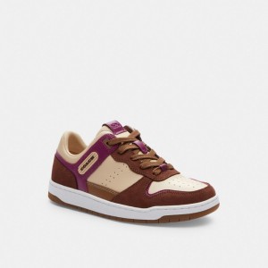 Sneakers Donna Coach C201 Low Top Bianche Viola Profondo | ITYXY365