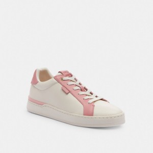 Sneakers Donna Coach Lowline Low Top Bianche Rosa | ITJPJ376