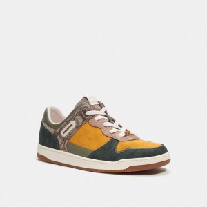 Sneakers Uomo Coach C201 In Mixed Signature Fabric Verdi | ITNWI124