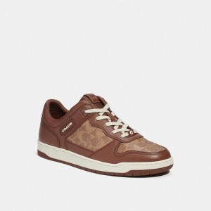 Sneakers Uomo Coach C201 In Signature Canvas Marroni | ITNWA127