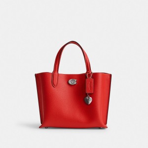 Tote Donna Coach Willow 24 With Heart Charm Argento Rosse | ITCTM953