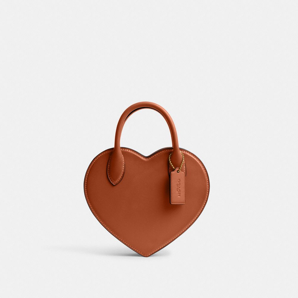 Borsa Crossbody Donna Coach Heart In Regenerative Leather Marroni | ITDFB788