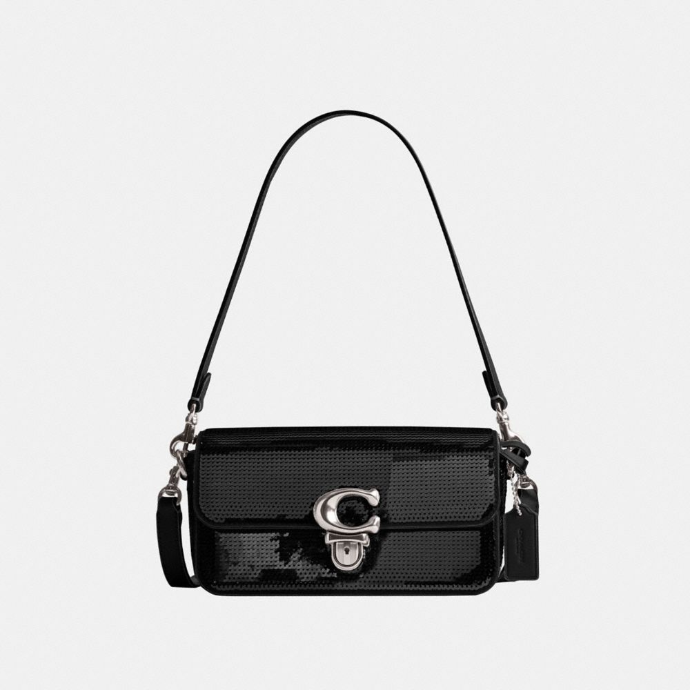 Borsa Crossbody Donna Coach Studiouette With Sequins Argento Nere | ITMQA802