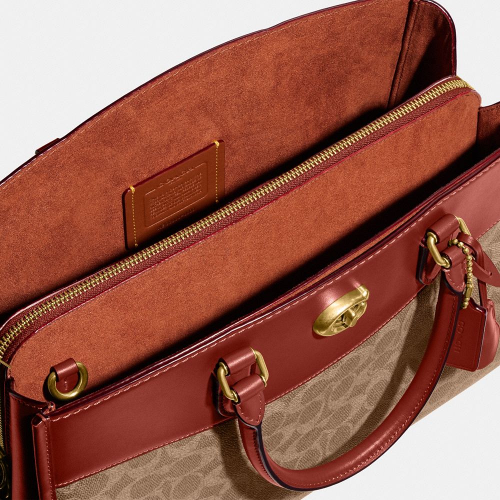 Borsa a Mano Donna Coach Brooke Carryall In Signature Canvas Marroni Rosse | ITYXR822