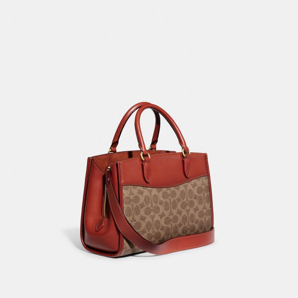 Borsa a Mano Donna Coach Brooke Carryall 28 In Signature Canvas Marroni Rosse | ITUZE821