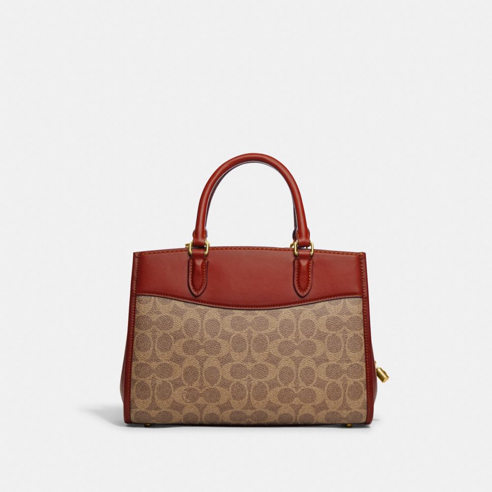 Borsa a Mano Donna Coach Brooke Carryall 28 In Signature Canvas Marroni Rosse | ITUZE821