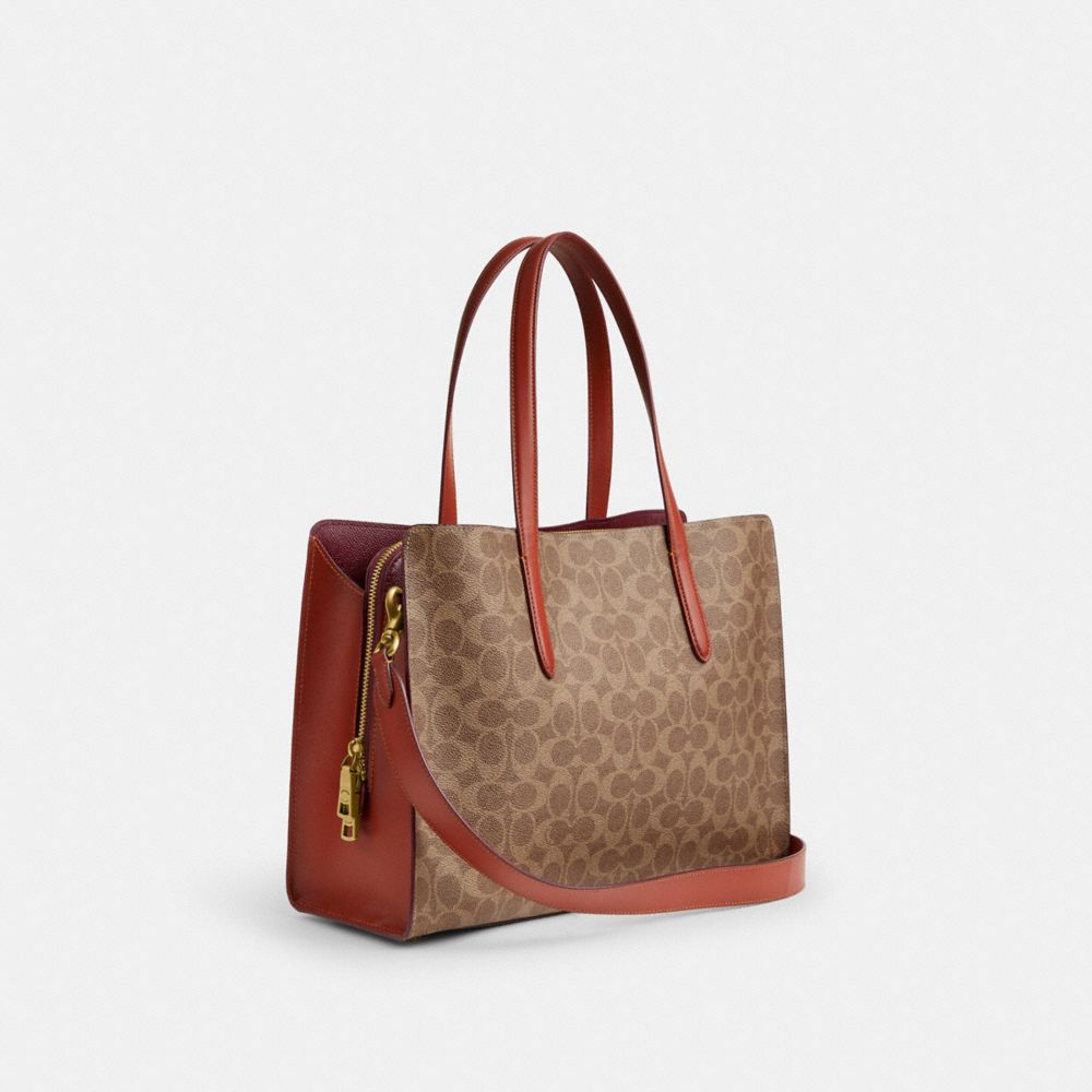 Borsa a Mano Donna Coach Carter Carryall In Signature Canvas Marroni Rosse | ITRVD831