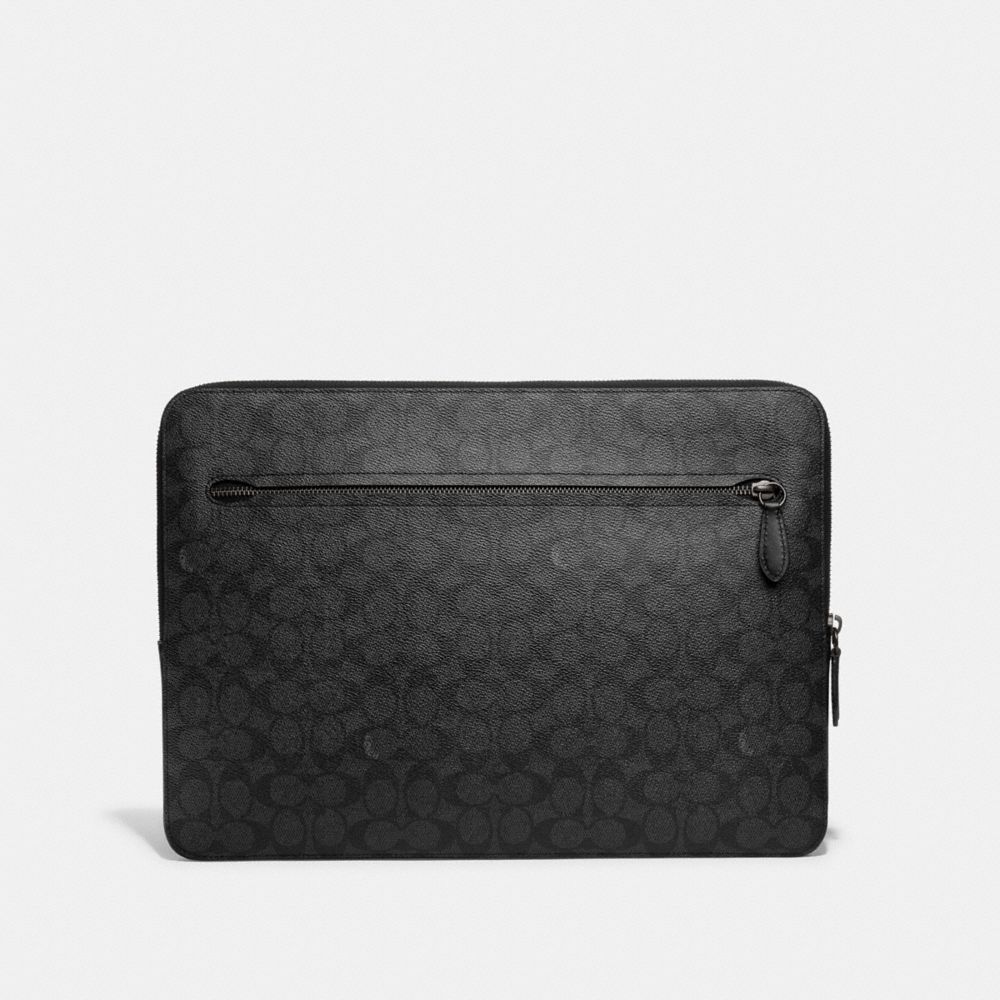 Borsa a Mano Uomo Coach Zip Around Laptop Case In Signature Canvas Grigie | ITVRO233