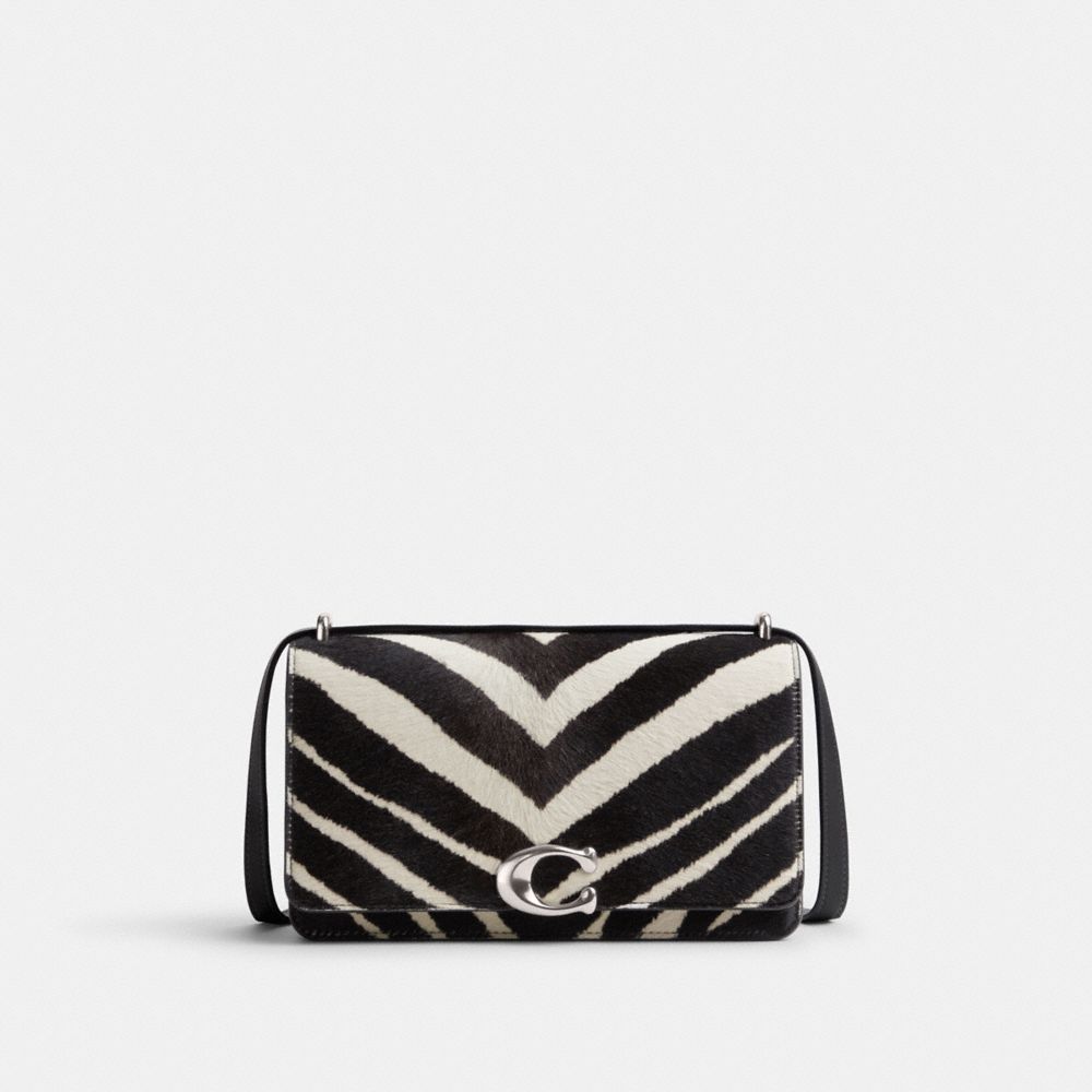 Borsa a Tracolla Donna Coach Bandit In Haircalf With Zebra Print Argento Nere | ITZUG860