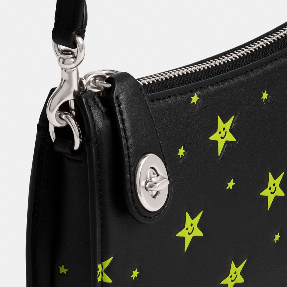 Borsa a Tracolla Donna Coach Cosmic Penn With Star Print Argento Nere | ITJPK863