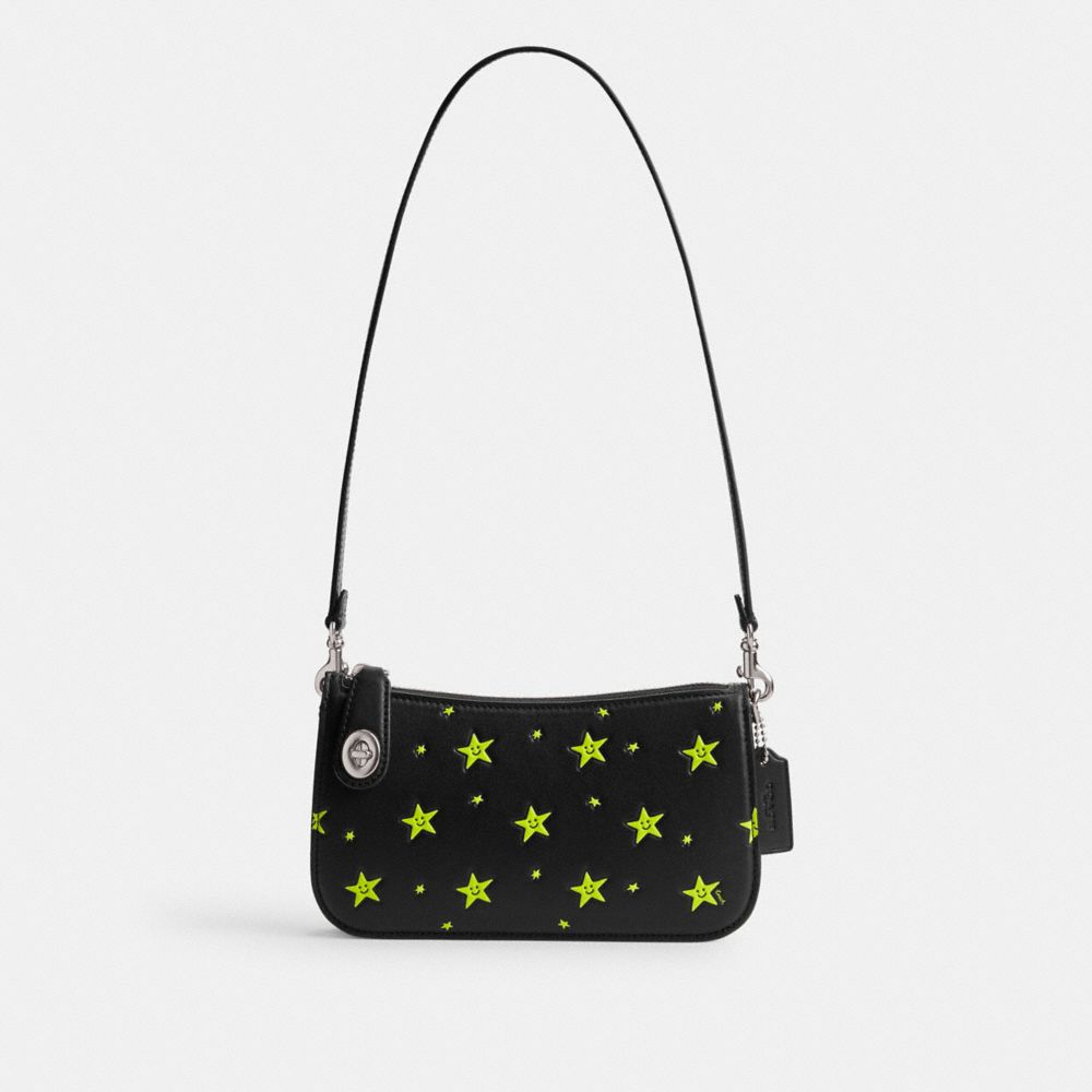 Borsa a Tracolla Donna Coach Cosmic Penn With Star Print Argento Nere | ITJPK863