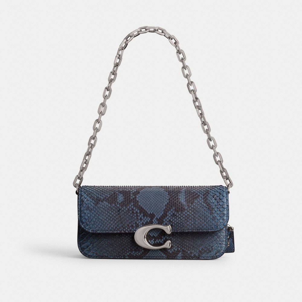 Borsa a Tracolla Donna Coach Idol 23 In Python Argento Blu | ITUZQ873