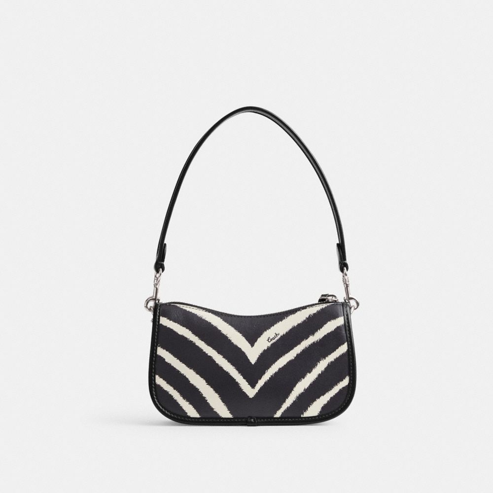 Borsa a Tracolla Donna Coach Swinger 20 With Zebra Print Argento | ITCTW901