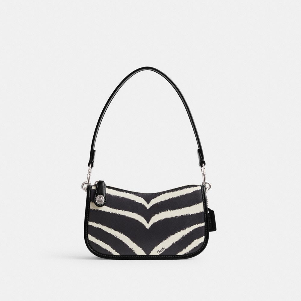 Borsa a Tracolla Donna Coach Swinger 20 With Zebra Print Argento | ITCTW901