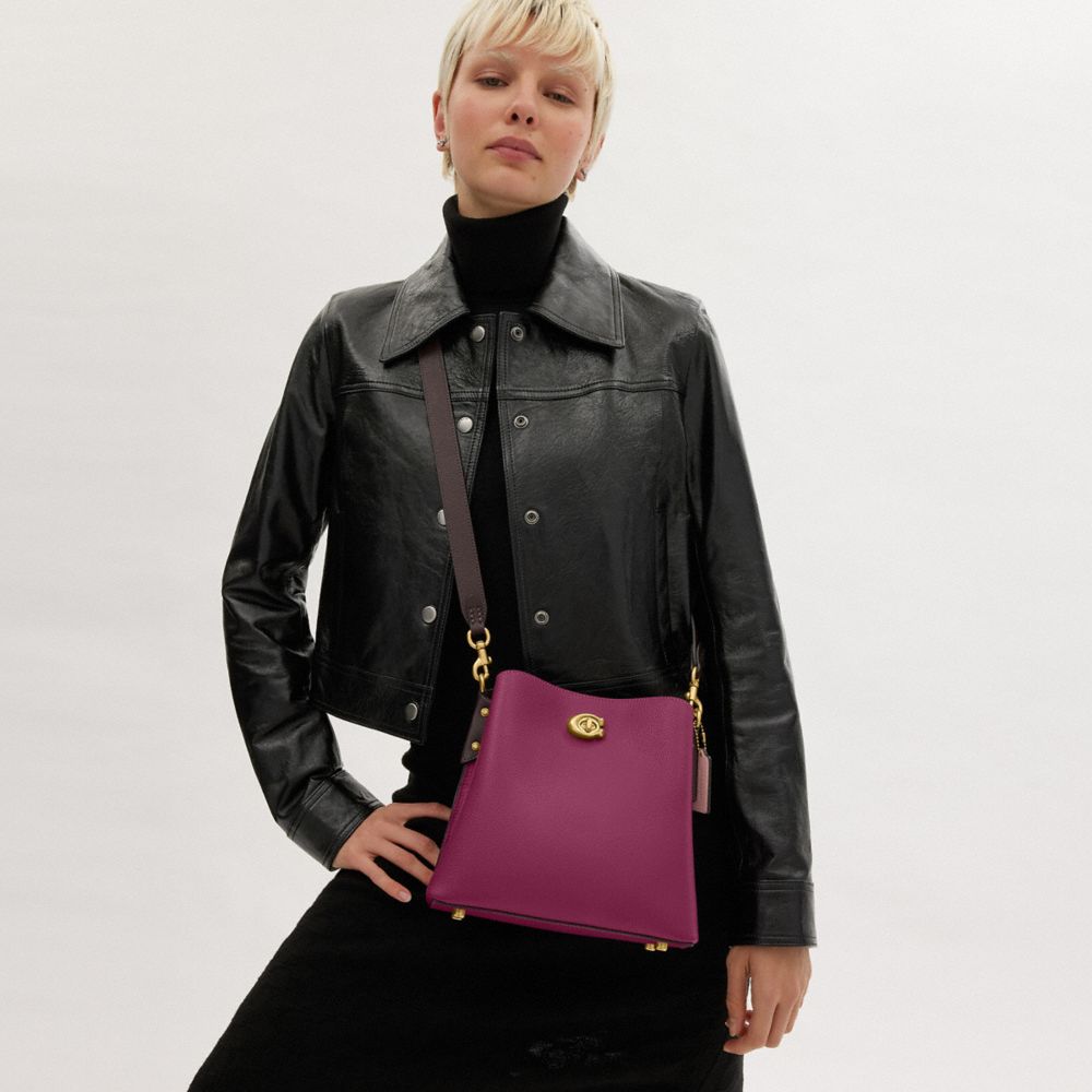 Borse A Secchiello Donna Coach Willow In Colorblock With Signature Canvas Interior Viola Profondo Colorate | ITJPE740