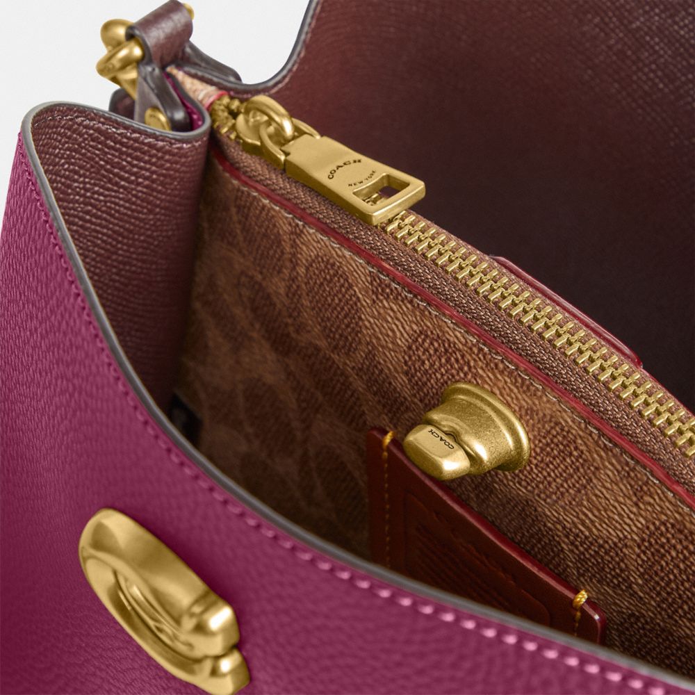 Borse A Secchiello Donna Coach Willow In Colorblock With Signature Canvas Interior Viola Profondo Colorate | ITJPE740