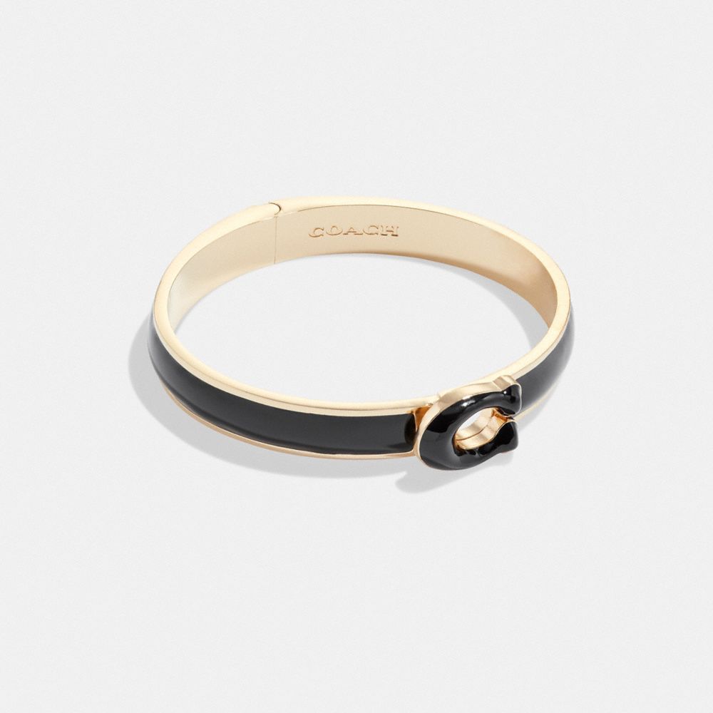 Braccialetti Donna Coach Tabby Enamel Hinged Oro Nere | ITUZQ522