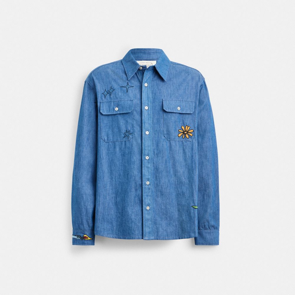 Camicia Uomo Coach X Observed By Us Chambray Blu | ITVRR174