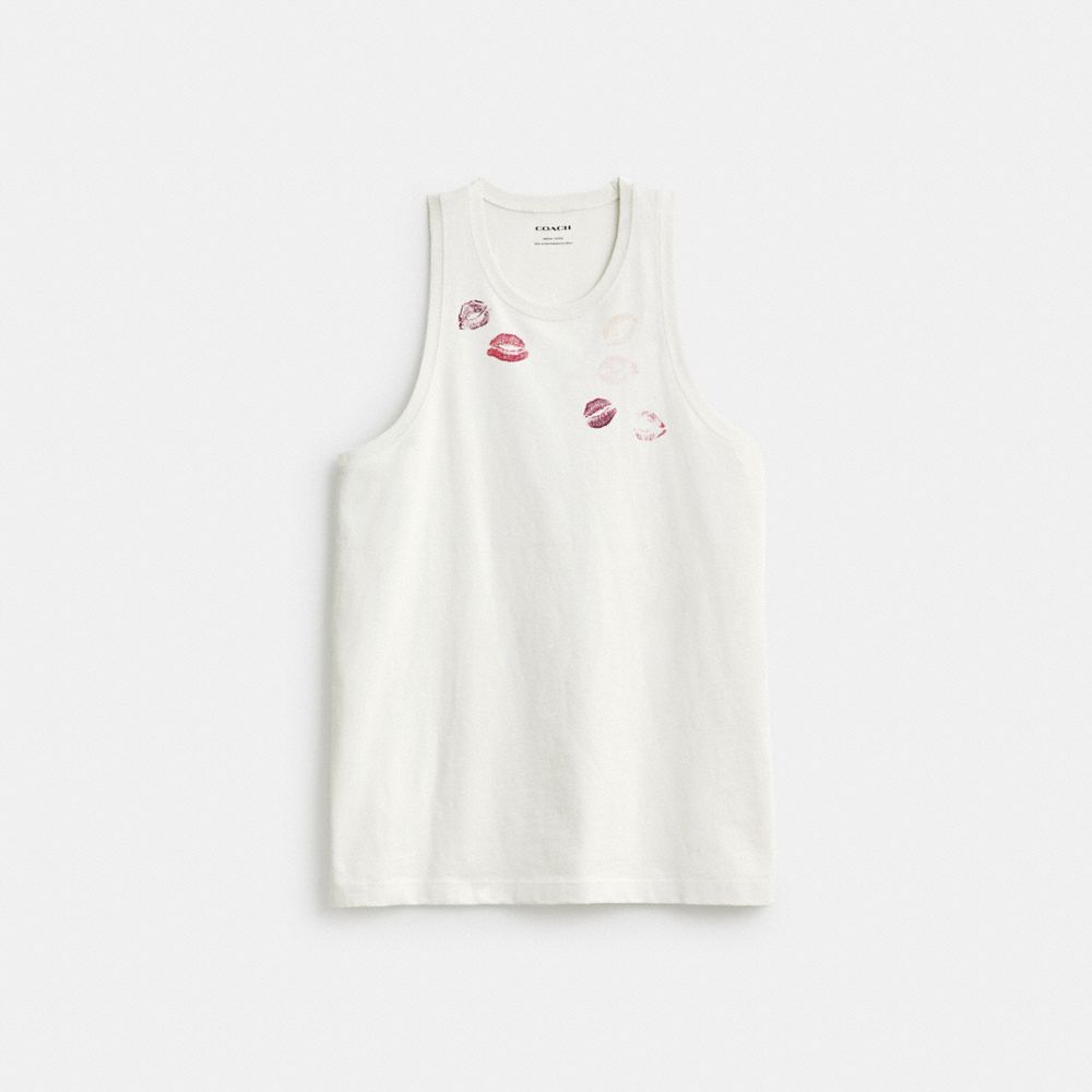 Canotta Donna Coach Buy Now Lip Print Top Bianche | ITWNZ514