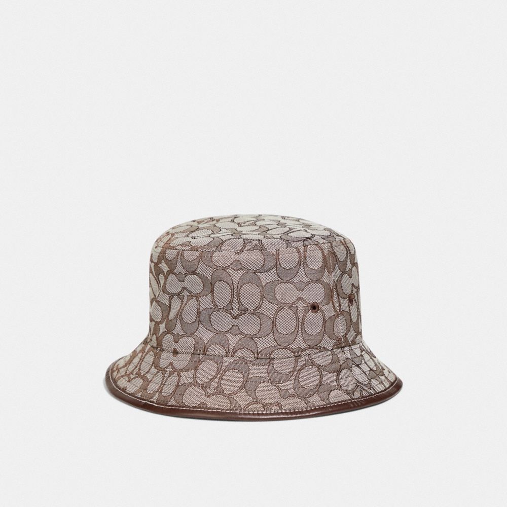 Cappello Donna Coach Signature Jacquard Bucket In Organic Cotton And Recycled Polyester Grigie | ITNWK647