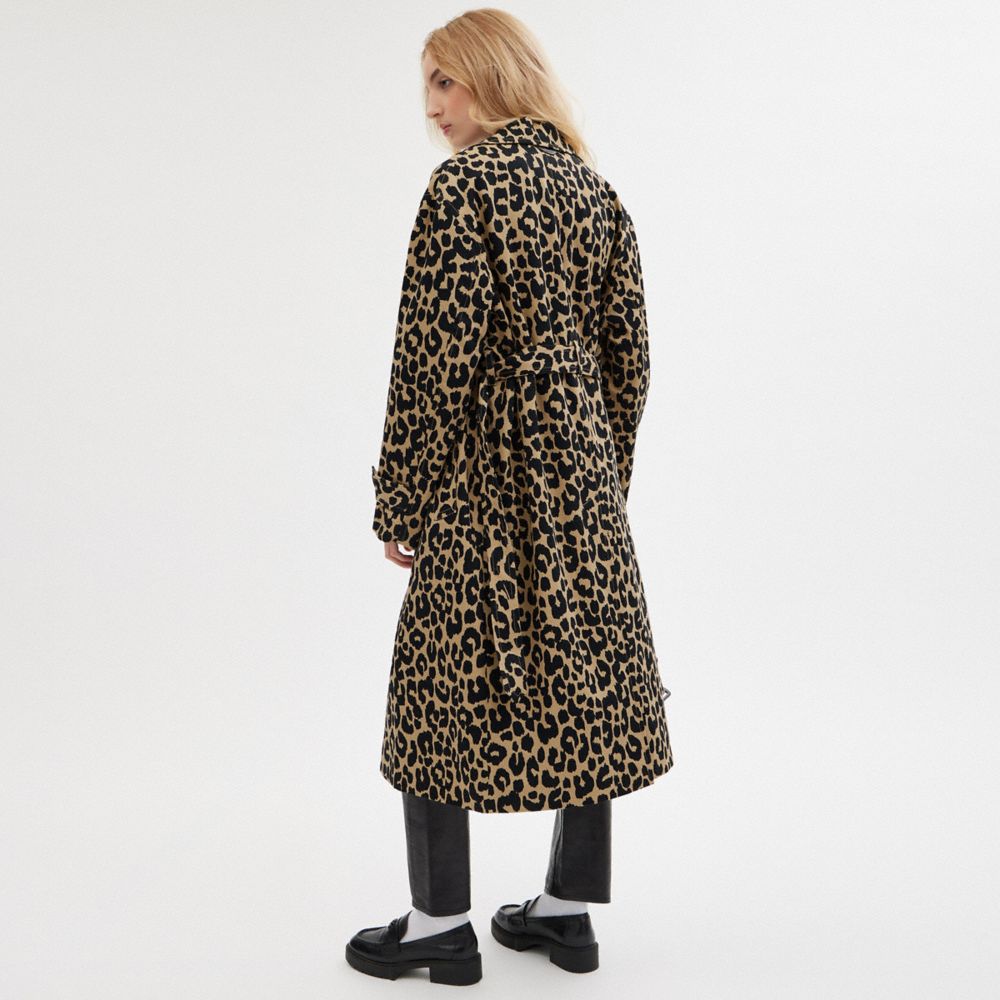 Cappotto Donna Coach Leopard Oversized Trench Leopardate | ITZUY392