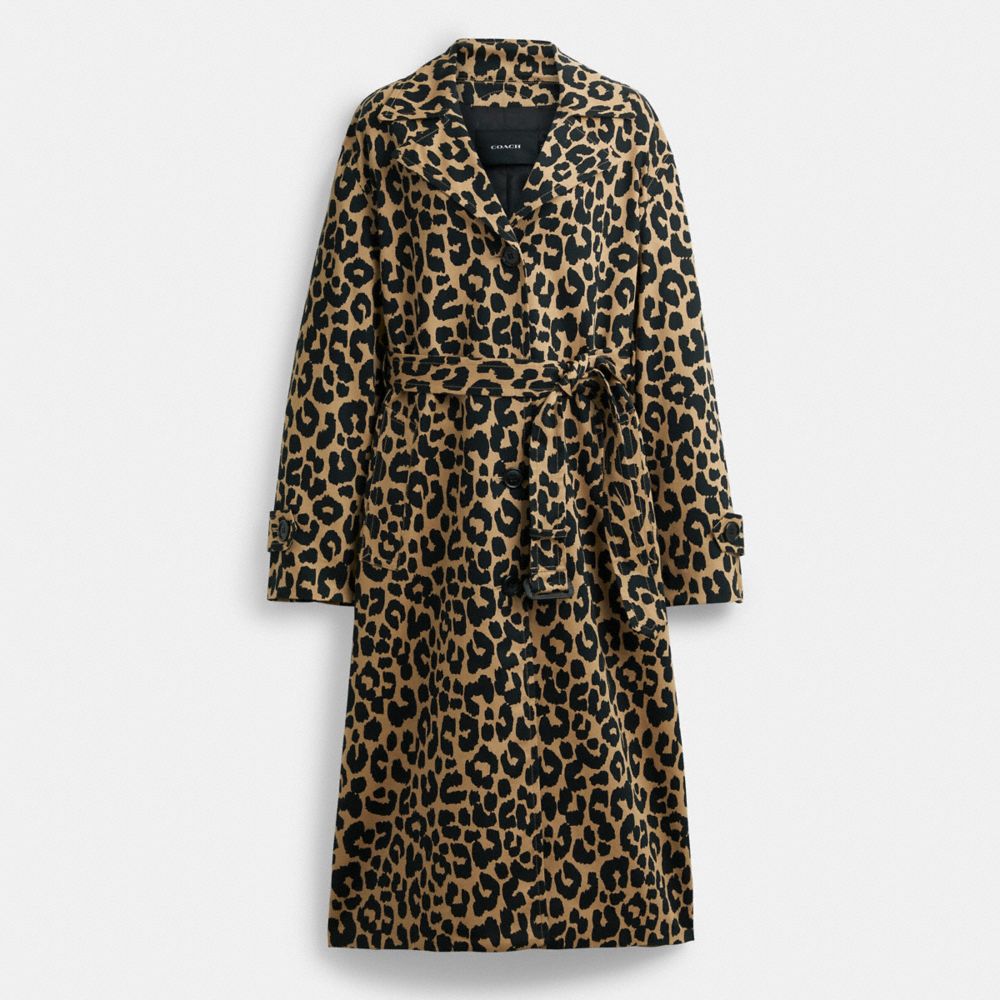 Cappotto Donna Coach Leopard Oversized Trench Leopardate | ITZUY392