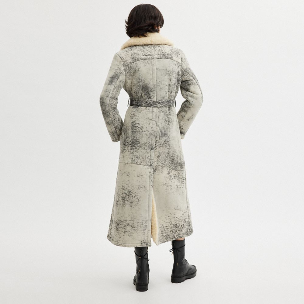 Cappotto Donna Coach Long Shearling Trench Nere | ITLIU393