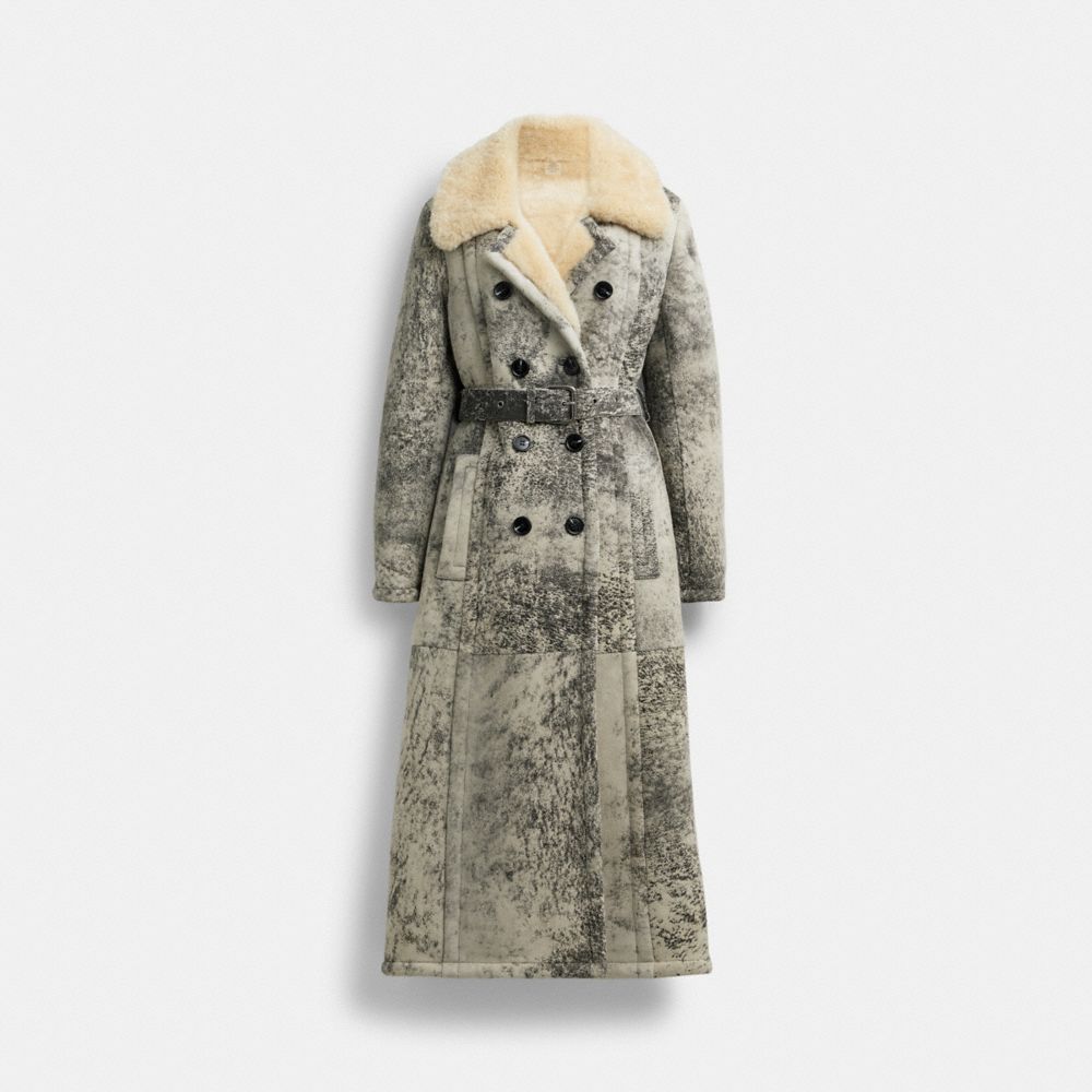 Cappotto Donna Coach Long Shearling Trench Nere | ITLIU393