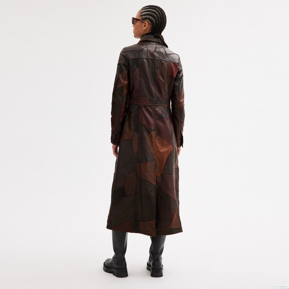 Cappotto Donna Coach Long Upcrafted Leather Trench Marroni | ITKOI394