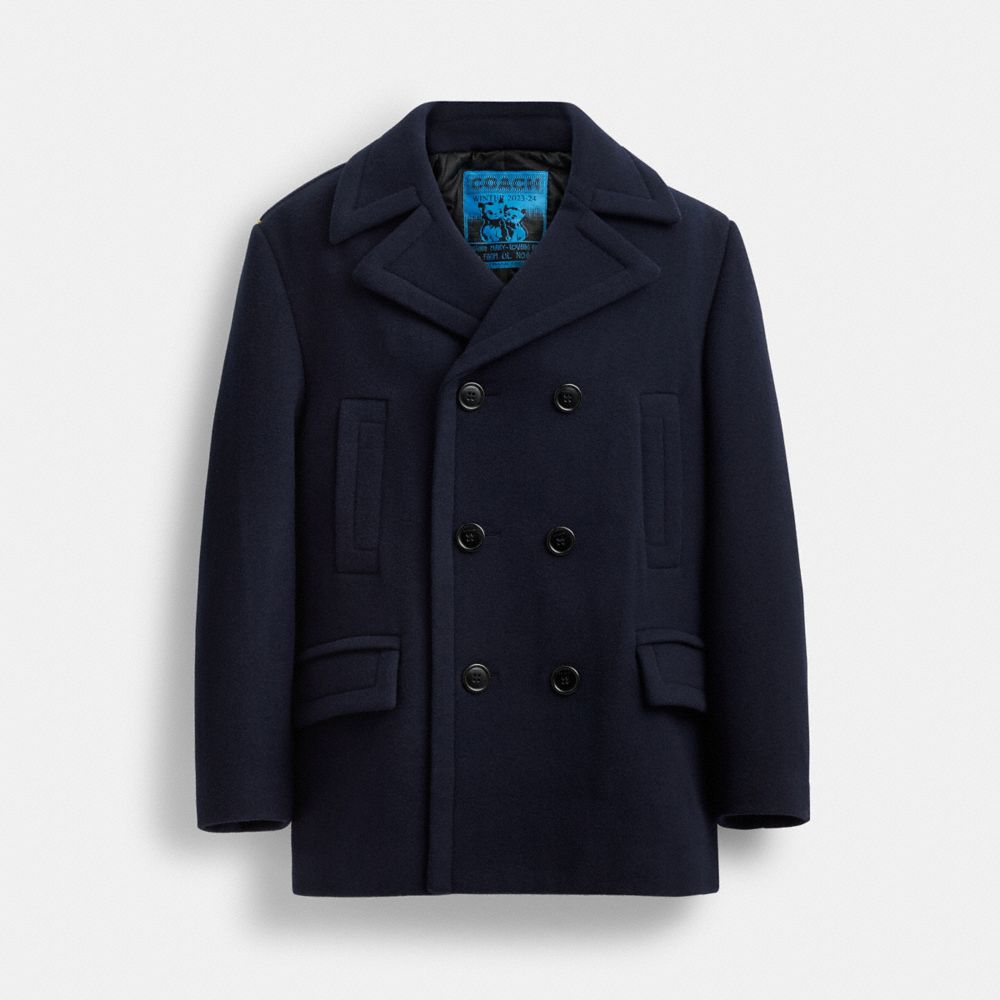 Cappotto Uomo Coach The Lil Nas X Drop Wool Blu Marino | ITRVT148