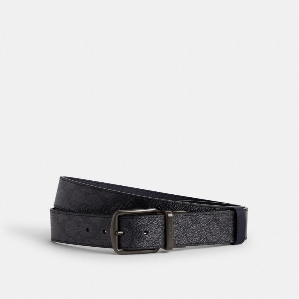 Cinture Uomo Coach Boxed Harness And Signature Buckle Cut To Size Reversible, 38 Mm Grigie Blu Marino | ITWNE254