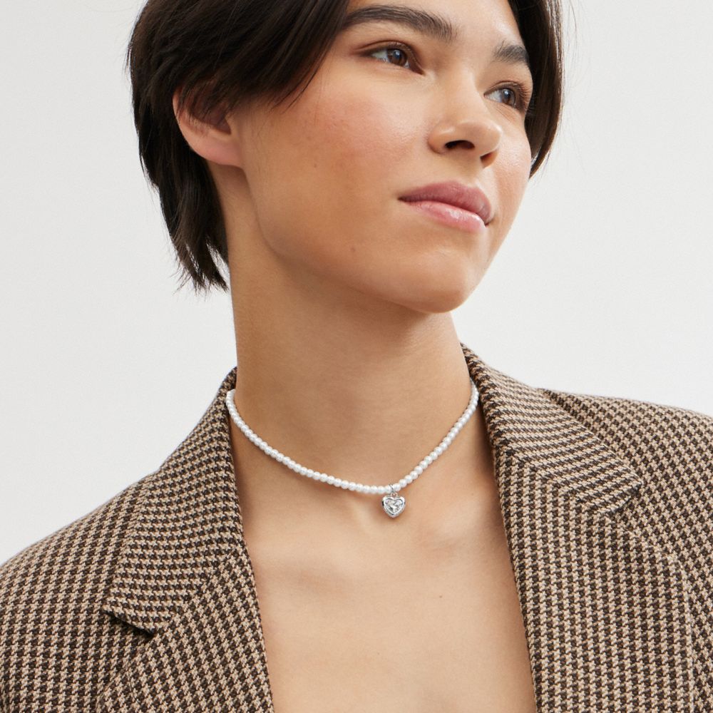 Collana Donna Coach Heart Pearl Choker Argento | ITSGR579